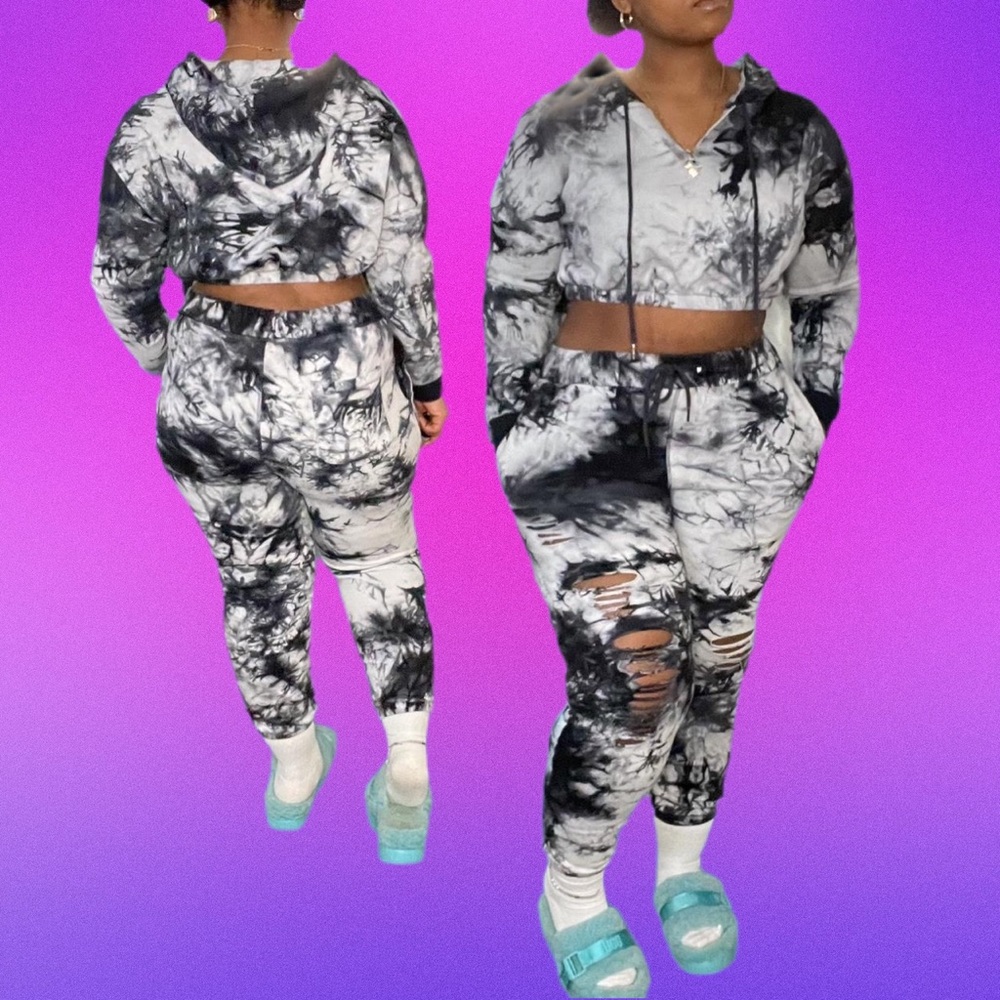 Tye Dye Cropped Cutout Two Piece Set